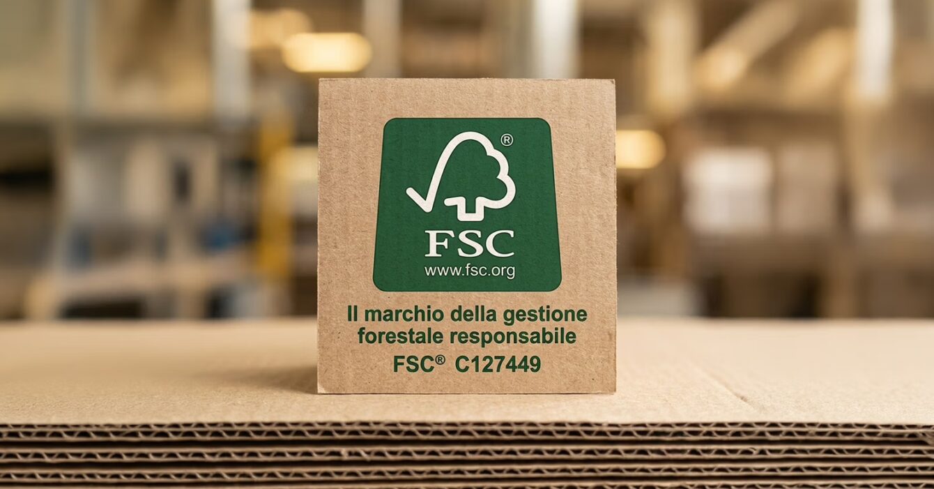 sostenibilità cover logo certificazione FSC per packaging in cartone sostenibile